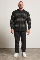 BadRhino Big & Tall Black Stripe Collared Knitted Jumper | BadRhino 2
