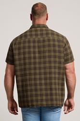 BadRhino Big & Tall Brown Check Stripe Short Sleeve Shirt | BadRhino 2