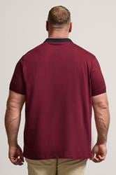 BadRhino Big & Tall Burgundy Red Stripe Detail Jacquard Collar Polo Shirt | BadRhino 3