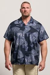 JACK & JONES Big & Tall Night Sky Blue Tropical Print Short Sleeve Shirt | BadRhino 3