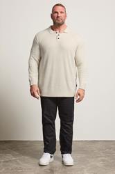 BadRhino Big & Tall Natural Brown Chunky Knit Collared Jumper | BadRhino 2