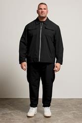 D555 Big & Tall Black Couture Stretch Zip Through Jacket | BadRhino 2