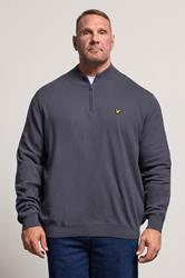 LYLE & SCOTT Big & Tall Grey Cotton Merino Quarter Zip Jumper | BadRhino 1