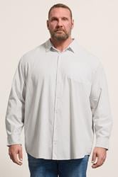 JACK & JONES Big & Tall White & Green Striped Poplin Shirt | BadRhino 3