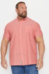 D555 Big & Tall Salmon Pink Linen Mix Shirt | BadRhino 1