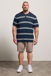 JACK & JONES Big & Tall Navy Blue Knitted Polo Shirt | BadRhino 1