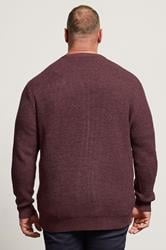 BadRhino Big & Tall Burgundy Red Crew Neck Knitted Jumper | BadRhino 3