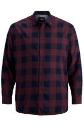 JACK & JONES Big & Tall Burgundy Red Check Shirt | BadRhino 1