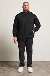 BadRhino Big & Tall Black Knitted Borg Zip Up | BadRhino 2