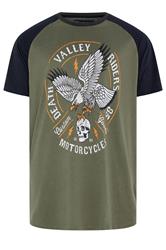 KAM Big & Tall Green Raglan Graphic Print T-Shirt