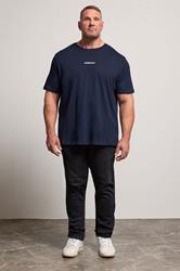 JACK & JONES Big & Tall Navy Blue Crew Neck Graphic T-Shirt | BadRhino 2