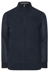 BadRhino Big & Tall Navy Blue Fleece Lined Ribbed Zip Through Ribbed Jumper | BadRhino 6