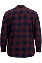 JACK & JONES Big & Tall Burgundy Red Check Shirt | BadRhino 2