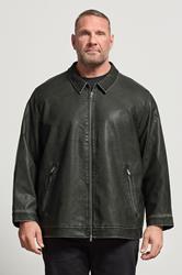 JACK & JONES Big & Tall Black Biker Jacket | BadRhino 1
