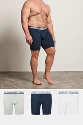 JACK & JONES Big & Tall 3 Pack White/Grey/Navy Blue Boxers | BadRhino 1