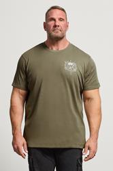 BadRhino Big & Tall Olive Green Skull Emblem Graphic T-Shirt | BadRhino 1