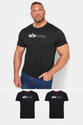 ALPHA INDUSTRIES 2 PACK Black T-Shirts Logo BadRhino 