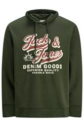 Jack & Jones Big & Tall Duffel Green Superior Hoodie | BadRhino 1
