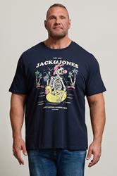 JACK & JONES Big & Tall Sky-Captain Blue Jelijah Short Sleeve T-Shirt | BadRhino 1
