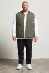 JACK & JONES Big & Tall Olive Green Liner Vest | BadRhino 2