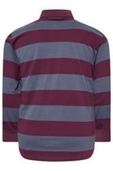 KAM Indigo Blue Striped Long Sleeve Rugby Polo Shirt | BadRhino 2