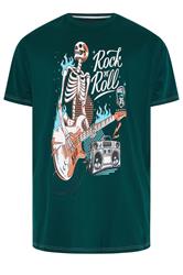 KAM Big & Tall Dark Blue Rock N Roll Skeleton Print T-Shirt