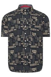 D555 Big & Tall Navy Blue Geometric Print Shirt | BadRhino 2