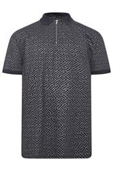 KAM Big & Tall Navy Blue Foil Print Polo Shirt | BadRhino 2