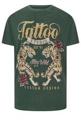 BadRhino Big & Tall Green Acid Wash Tiger Graphic T-Shirt | BadRhino 6