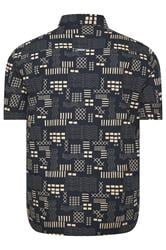 D555 Big & Tall Navy Blue Geometric Print Shirt | BadRhino 4