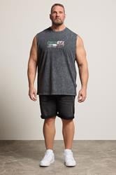 BadRhino Big & Tall Black Acid Wash 'Castrol' Graphic Vest | BadRhino 4