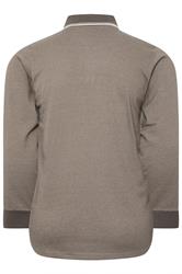 BadRhino Big & Tall Brown Textured Waffle Long Sleeve Polo Shirt | BadRhino 2