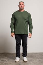 BadRhino Big & Tall Dark Green Waffle Texture Long sleeve T-Shirt | BadRhino 2