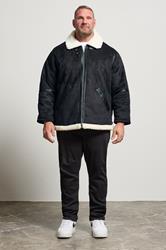 JACK & JONES Big & Tall Black Aviator Jacket | BadRhino 2