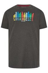 D555  Big & Tall Charcoal Grey 'Los Angeles' T-Shirt | BadRhino 1