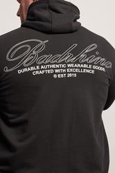 BadRhino Big & Tall Black Scripted Zip Through Hoodie | BadRhino 5