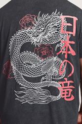 BadRhino Big & Tall Black Extra Long Acid Wash Dragon Graphic T-Shirt | BadRhino 5