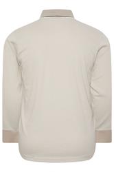 BadRhino Big & Tall Cream Textured Waffle Long Sleeve Polo Shirt | BadRhino 2