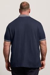 BadRhino Big & Tall Navy Blue Two Tone Waffle Polo Shirt | BadRhino 2