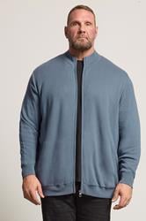 BadRhino Big & Tall Blue Knitted Borg Zip Up | BadRhino 1