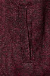 D555 Big & Tall Burgundy Red Quater Zip Knitted Jumper | BadRhino 3