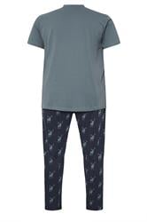 BadRhino Big & Tall Navy & Storm Blue Stag Pyjama Set | BadRhino 5