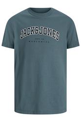 Jack & Jones Big & Tall Stormy Blue Varsity Logo T-Shirt | BadRhino 1