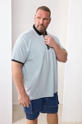 BadRhino Big & Tall Light Blue Seersucker Textured Zip Polo Shirt | BadRhino 3