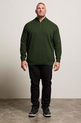 BadRhino Big & Tall Duffel Green Milano Quarter Zip Jumper | BadRhino 2