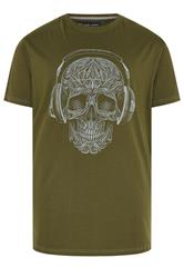 KAM Big & Tall Dark Olive Skull Print T-Shirt