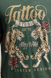BadRhino Big & Tall Green Acid Wash Tiger Graphic T-Shirt | BadRhino 4