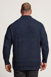 BadRhino Big & Tall Navy Blue Chenille Quarter Zip Jumper | BadRhino 3