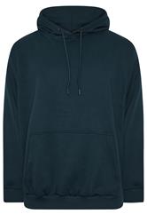 JACK & JONES Big & Tall Navy Blue Plain Hoodie | BadRhino 2