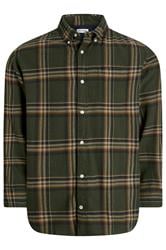 JACK & JONES Big & Tall Rosin Green Classic Flannel Checked Shirt | BadRhino 1